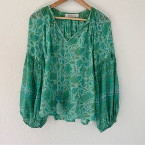 Blue Floral Women's Top Small S